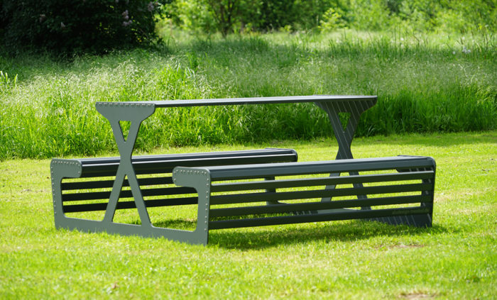 Picknickbank anthrazit - Tisch und Bank von Aludesign-Möbel - Made in Germany